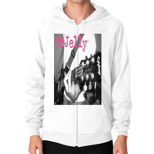 Zip Hoodie (on man) White - Mr Jelly